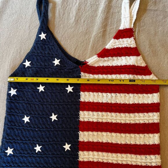 moon&madison Anthropologie Patriotic Knitted Tank Women M  American Flag Design - Picture 9 of 14